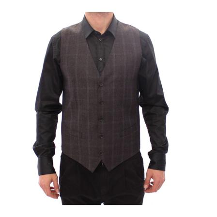 Dolce & Gabbana, Wol Single Breasted Vest Grijs, Heren, Maat:M