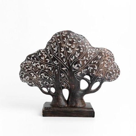 Træskulptur i polyresin, 34x9x28cm, brun beige