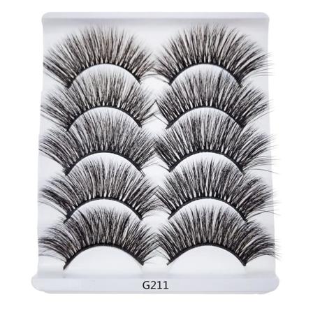 5 par falske øyevipper - 6D faux mink - G211 Black