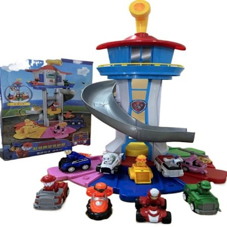 6-delt Paw Patrol Lookout Tower Stort Patrol Team Hundepatrulje Team Legesæt, inklusive hunde, køretøjer og figurer.