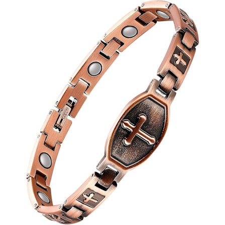 Koppar Magnetarmband för Kvinnor, Klassisk Korsdesign Magnetarmband Present