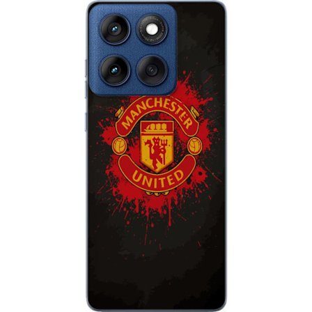 Kompatibelt Mobildeksel til Motorola Motorola Edge 60 Manchester United logo i rød og gul farge med røff sportslig bakgrunn