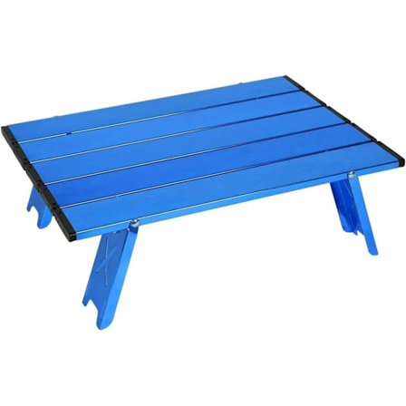 Bærbar strandbord i aluminium, ultralett, min sammenleggbar campingbord, blå