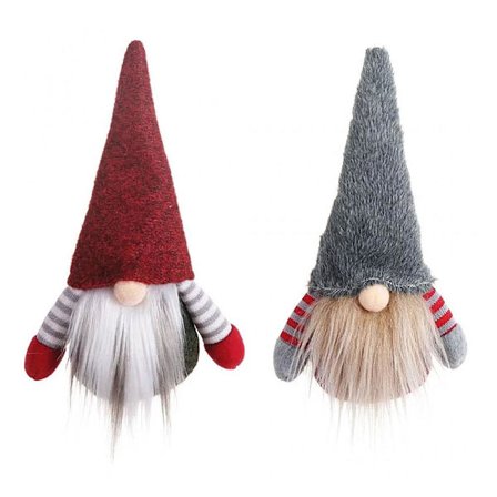 2 tonttua / joulukoriste - Punainen + Harmaa