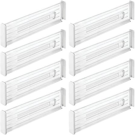 Justerbar plastskuffeinddeling (8-pak), praktisk skuffeorganisator til garderobe eller kommode, transparent