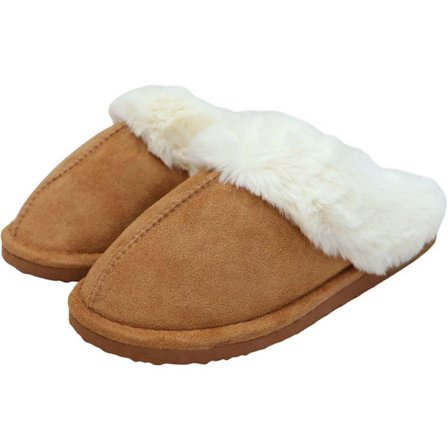 Tøfler Dame og Herre Fluffy Åpne Tøfler med Plysjfôr Sklisikker Såle - Brun - Størrelse 38/39