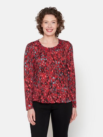 BRANDTEX - Langærmet T-shirt - Rød Mix - Mønstret