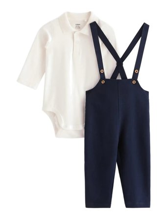 Lindex Set - Body Och Hã¤Ngselbyxor - Navy - 80