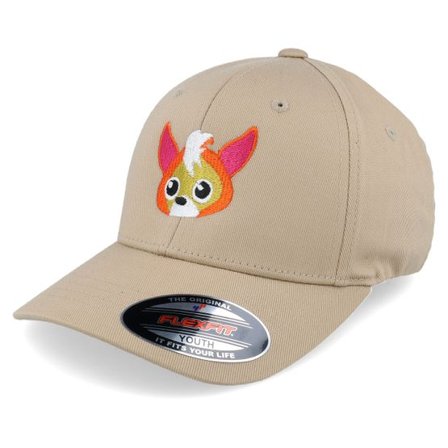 Kiddo Cap - Beige flexfit Keps - Kids Litte Fox Head Khaki Flexfit @ Hatstore