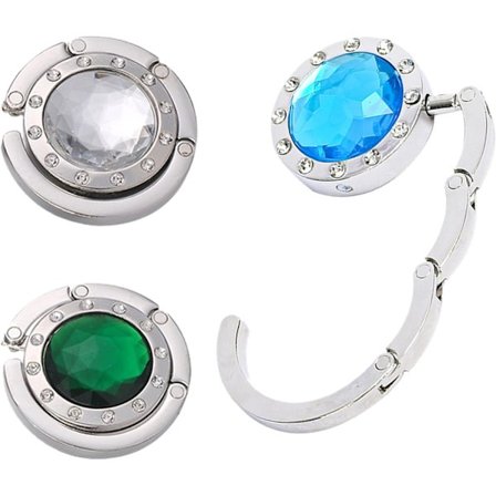 3 pakker med sammenleggbare lommebok-kroker, bord med sammenleggbare håndveske-kroker