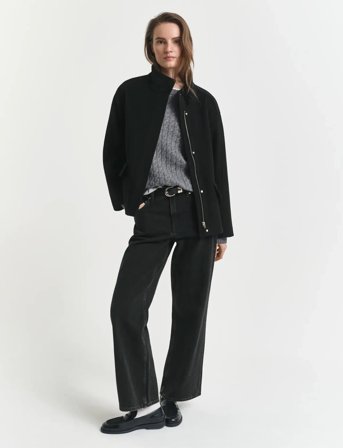 GANT Short Wool Jacket With Zip - Black - XL/XXL