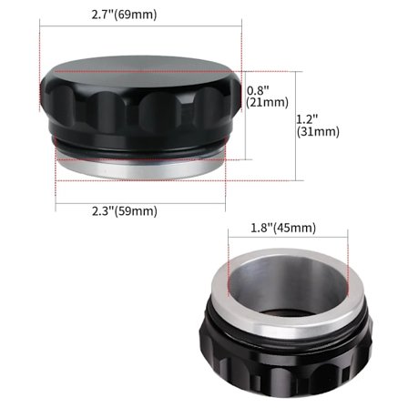 RASTP-Ny 1 "/2 "/2,5 " Aluminium svejsefyldningsstuds og -dæksel Oliebrændstof Surge Tank Vandtank Radiator Kølervæskebeholder Dæksel CAP020