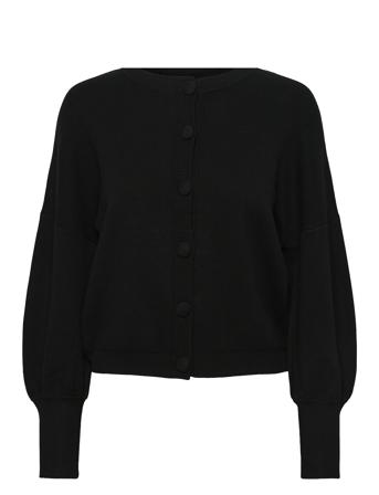 Yasfonny Ls Knit Cardigan S. Noos Strikkegenser Cardigan Svart YAS*Betinget Tilbud