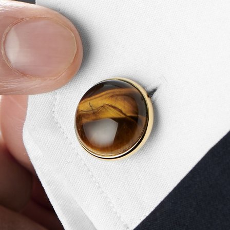 Zlaté manžetové gombíky s tigrím okom for Men