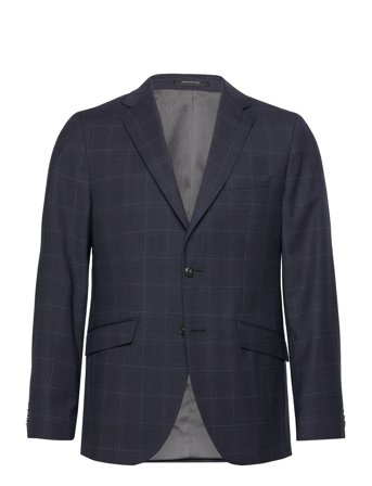 Checked Stretch Blazer - Combi Suit Navy Lindbergh Black