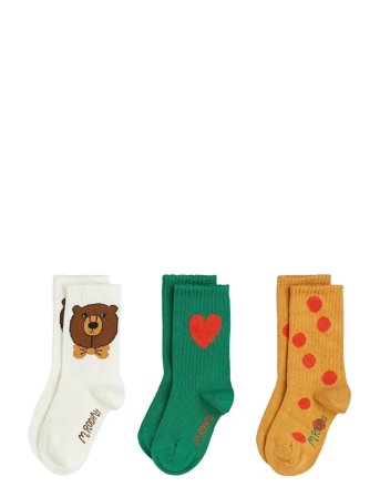 Mini Rodini Bear 3-Pack Socks - Multi/patterned - 10/14