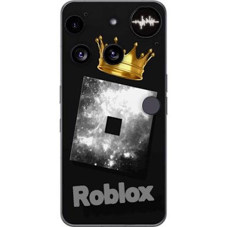 Kompatibelt Mobildeksel til Nothing Nothing Phone (3) Minimalistisk svart og sølvfarget Roblox-symbol med gylden krone og luksuriøs gamer-estetikk p