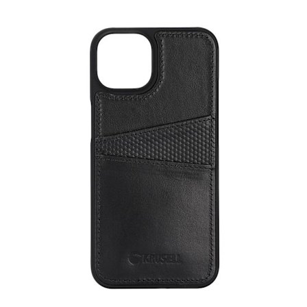 Premium iPhone 14 Leather Card Cover / Black - SWEDISH DESIGN - REAL LEATHER
