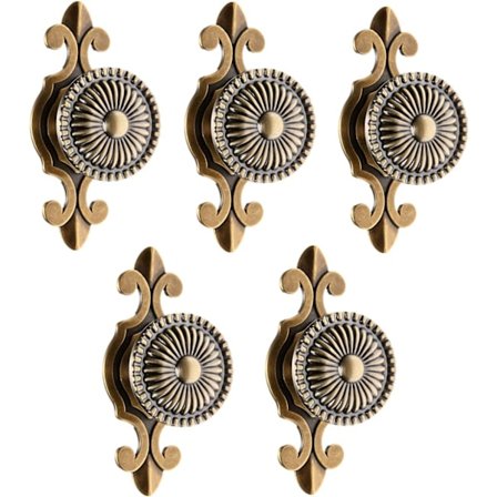 5 stk. greb til skuffer, skabe, møbler, garderobe, runde antikke - Antik messing
