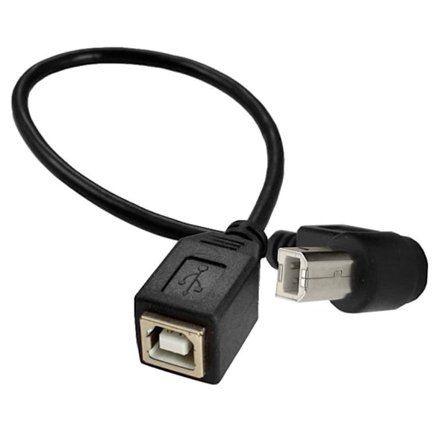 USB 2.0 Typ-B skrivarkabel USB B hona till typ-B hane (90 grader UPP/NER/Höger/vänster vinkel) Kort förlängningskabel