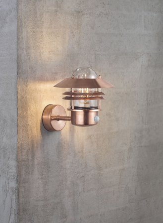 Blokhus utelampe med sensor - kobber