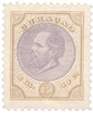 Curacao - 2 1/2 gld olijfgeel en lila Willem III 1889 (nr 12