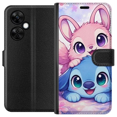 Kompatibel Tegnebogsetui til OnePlus OnePlus Nord CE3 Sød kawaii illustration med pink og blå fantasidyr, store øjne og bløde farver perfekt til b
