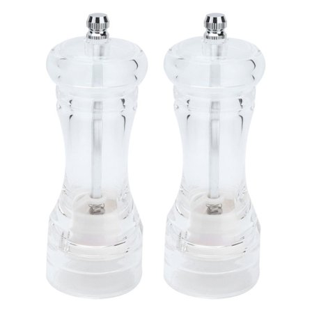 2 stk. Akryl Håndkværn Transparent Peber- og Saltkværn KLB
