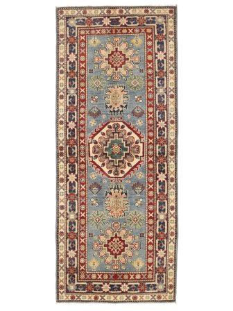Tapis Kazak Fine 80X195 De Couloir Marron/Gris Foncé (Laine, Afghanistan)