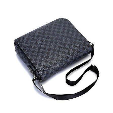 Miesten casual ruudullinen olkalaukku, nahkainen urheilulaukku