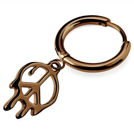 Fahrenheit | Pendiente de aro con el símbolo de la paz fundido de color cobre para hombres - Pendientes de aro con colgante