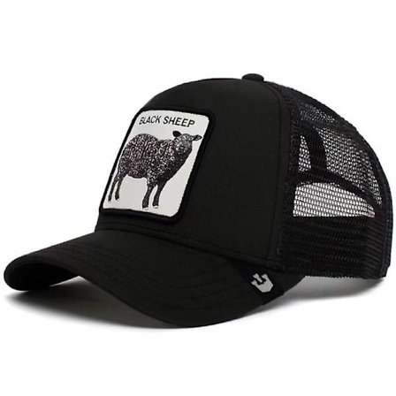 Eläimen muotoinen kirjonta baseball-lippis Muoti Persoonallisuus Hip Hop Hat Unisex Trend Hat - Musta lammas