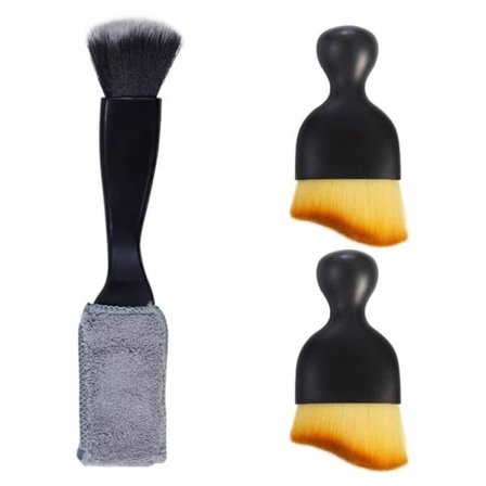 3-pak bilindvendig støvbørste, bilplejebørste, blød børste til rengøring af instrumentbræt, universel bilindvendig sprækkebørste til rengøring af 