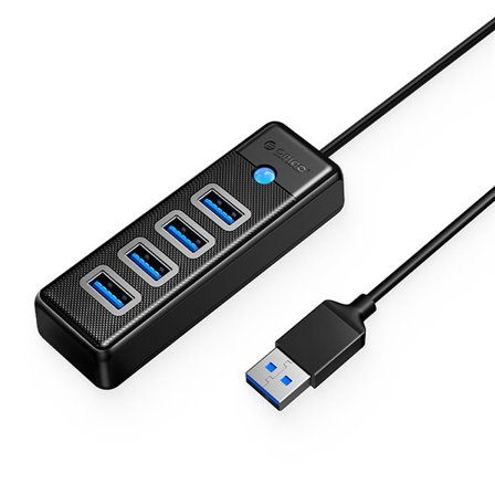 Hub Orico PW4U-U3 USB-A / 4x USB-A 3.0 - sort
