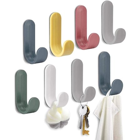 Xceedez 24 Pieces Colorful Hooks Bathroom Towel Rack Wall Hook Self Adhesive Hooks Is Suitable For Self Adhesive Wall Mount For Kitchen Bathroom Offic