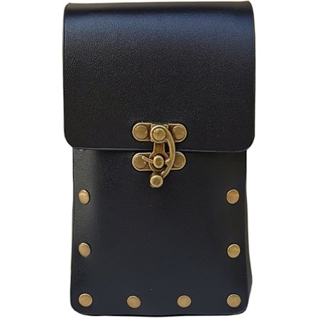 Jalkapussi, Renessanssin tyylinen jalkaharnespussi Synteettisestä nahasta Vyöpussi Naisille Lantiopussi Vyölaukku Reisiharnes Naisille, Musta