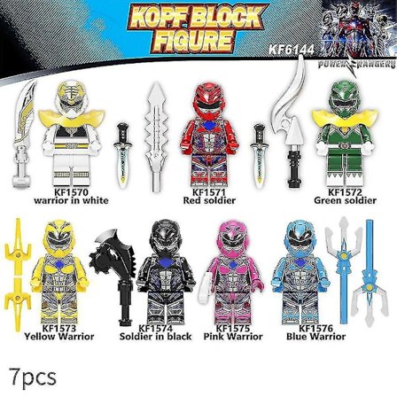 7 st/set Power Rangers Byggklossar Minifigurer Leksaker Montering Figurer Leksaker Barn Gåvor Heminredning Db