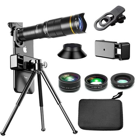 32x Zoom Mobiltelefon Teleskop med Klips, Stativ og Lensesæt til Udendørs Fotografering