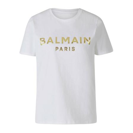 Balmain, Logo-print T-shirt Biały, Kobieta, Rozmiar: XS