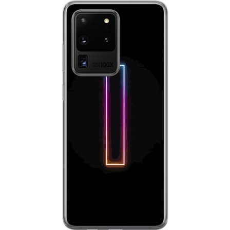 Kompatibel Mobilcover til Samsung Samsung Galaxy S20 Ultra Minimalistisk neonbogstav I i regnbuefarver mod mørk baggrund