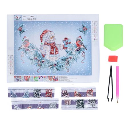 Timanttimaalaus DIY Joulu Lumimies 5D Timanttimaalaus Kirjonta Koristeellinen Maalaus