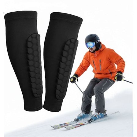 Skinnebensbeskyttere, Beskyttelsessokker, Selvklæbende snowboard skinnebensbeskyttere, Anti-kollisions elastiske leggings til ski & snowboarding 