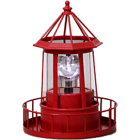 Hagedekorasjon LED Solar Stor Roterende Fyr Resin Hard