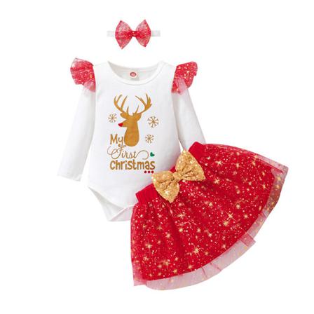 Flickor Letter Print Kjolar Set Jul 3st Outfit Kostym
