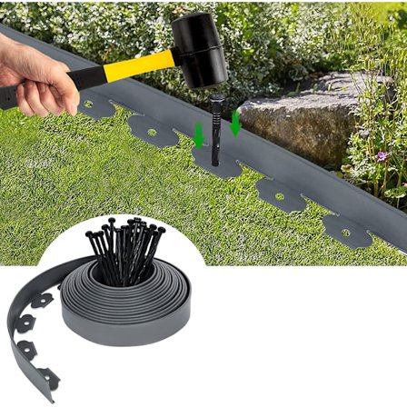 Plastik Kantsten för Trädgård 5 Meter med 15 Fästpinnar Flexibel Lag