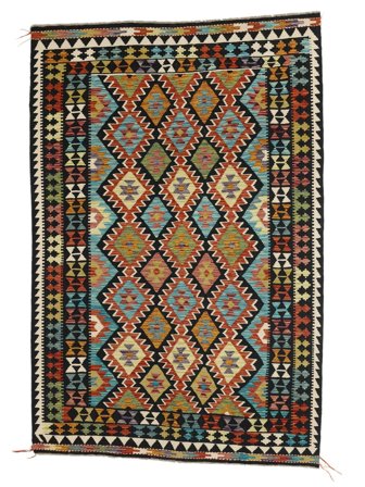 Handvävd Kelim Afghan Old Style Matta 171X253 Svart/Brun