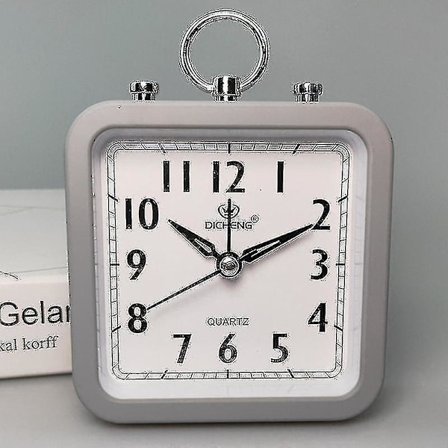 Pieni hiljainen herätyskello Ei-tikittävä Yöpöytä Pöytä Neliön muotoinen kello (hy)