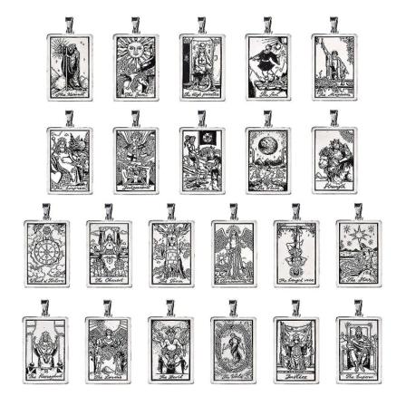 22 Tarot-anhengskort i bulk, kompatibel med smykker og halskjeder, astrologiske og måneanheng, flekkbestandig