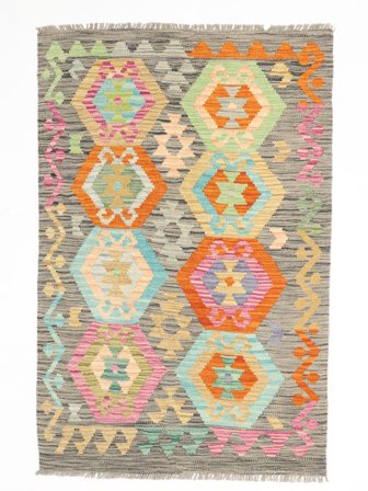 Hand Woven Kilim Afghan Old Style Rug 97X146 Wool Orange/Brown Small