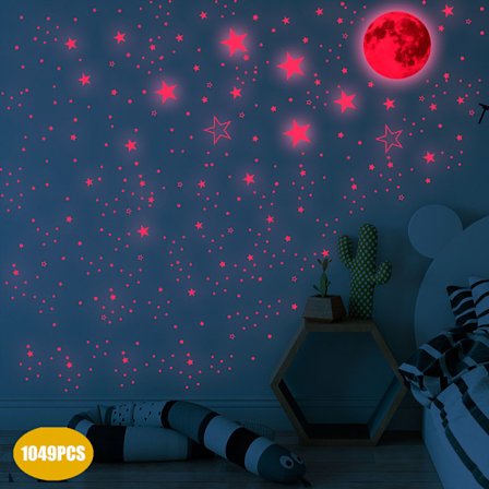 1049 st (rosa ljus: måne+stjärnkombination 20cm) Lys i mörkret